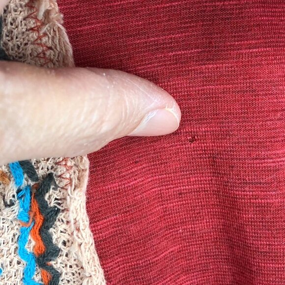 Free  People Rust Orange Embroidered Longsleeve Scoop neck Knit top size XS - Picture 5 of 16